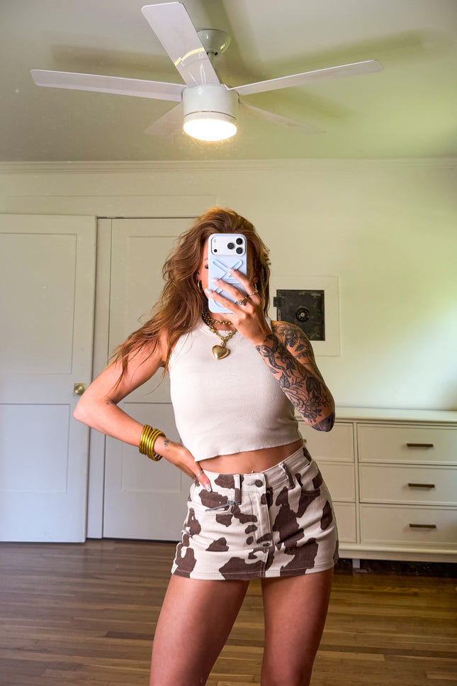 Cow Print Mini Skort